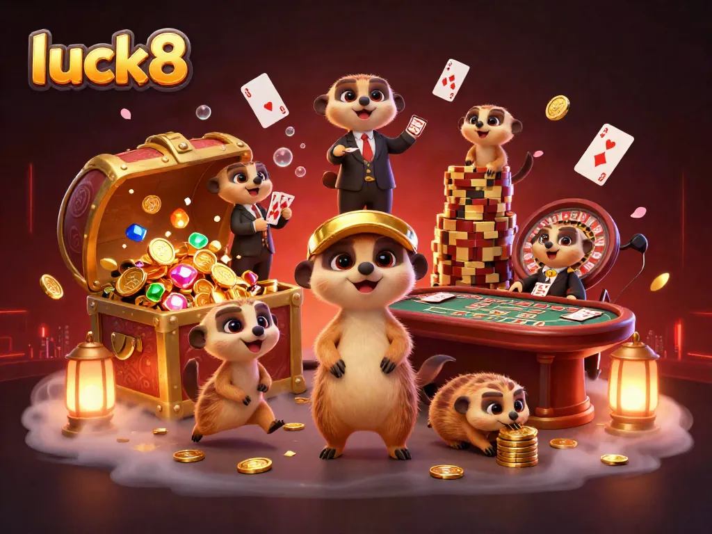 Experience thrilling games at Luck8 with a lively meerkat casino operation featuring card games and fun.