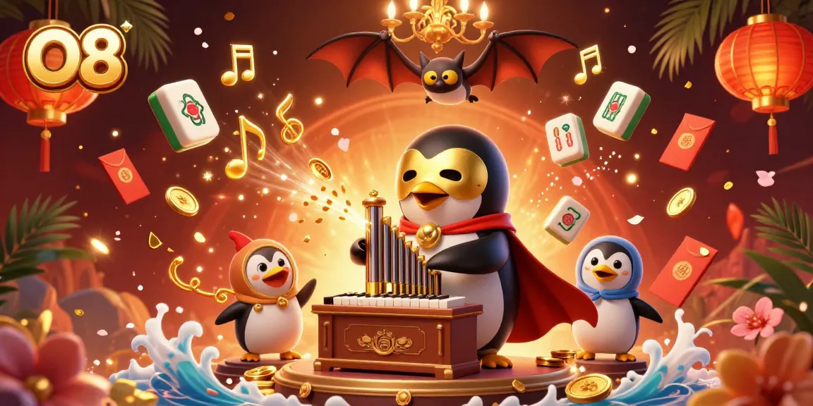 O8 enhances your gaming experience with golden coins cascading from a unique organ in this vibrant casino scene.