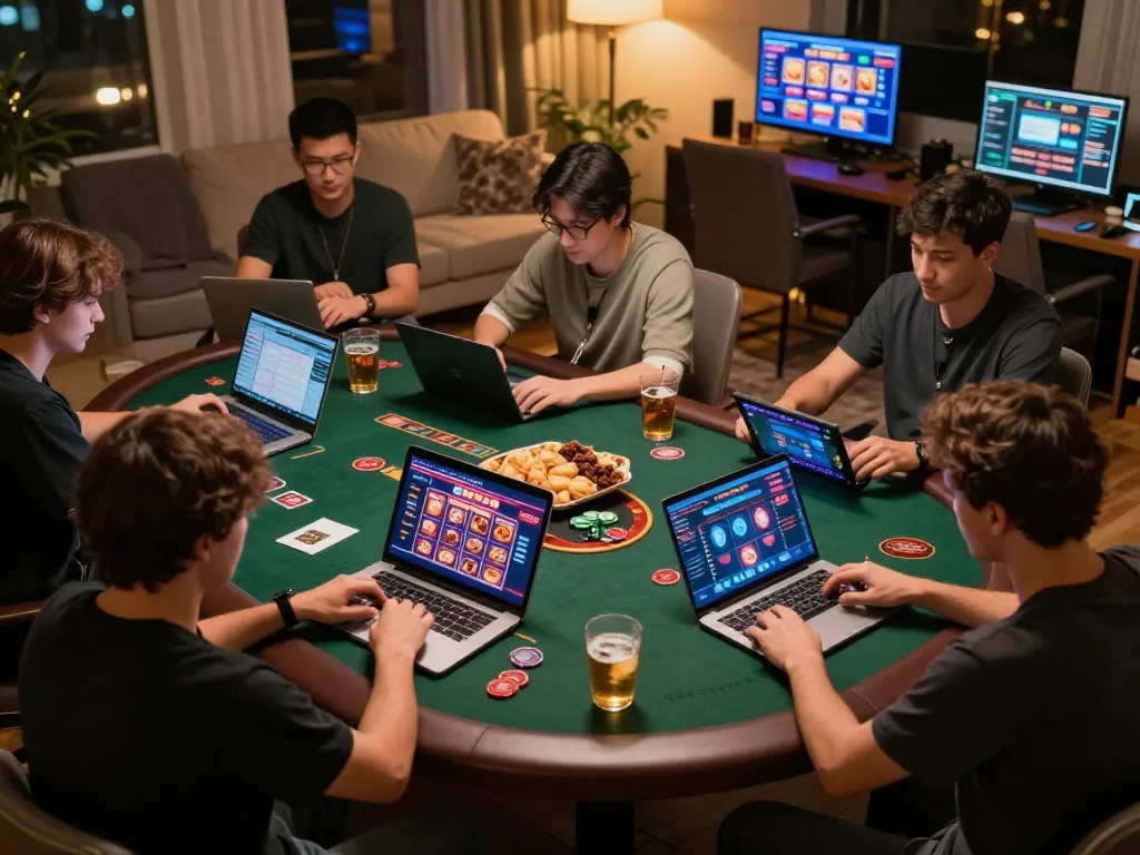 Players enjoying online casino games on LLWIN from their cozy setups, showcasing diverse gaming experiences