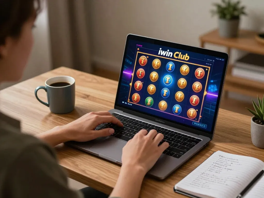 Engaging online gaming moment at iwin club, showing a player immersed in a slot game.