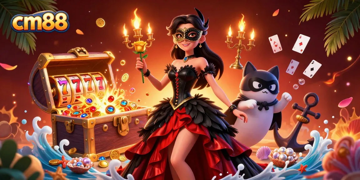 Experience thrilling gameplay at cm88 with a stunning 3D casino scene featuring vibrant slot elements.