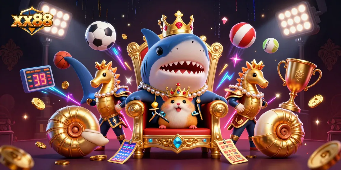 Experience the thrill with xx88, where a golden hamster king reigns over a chaotic sports realm.