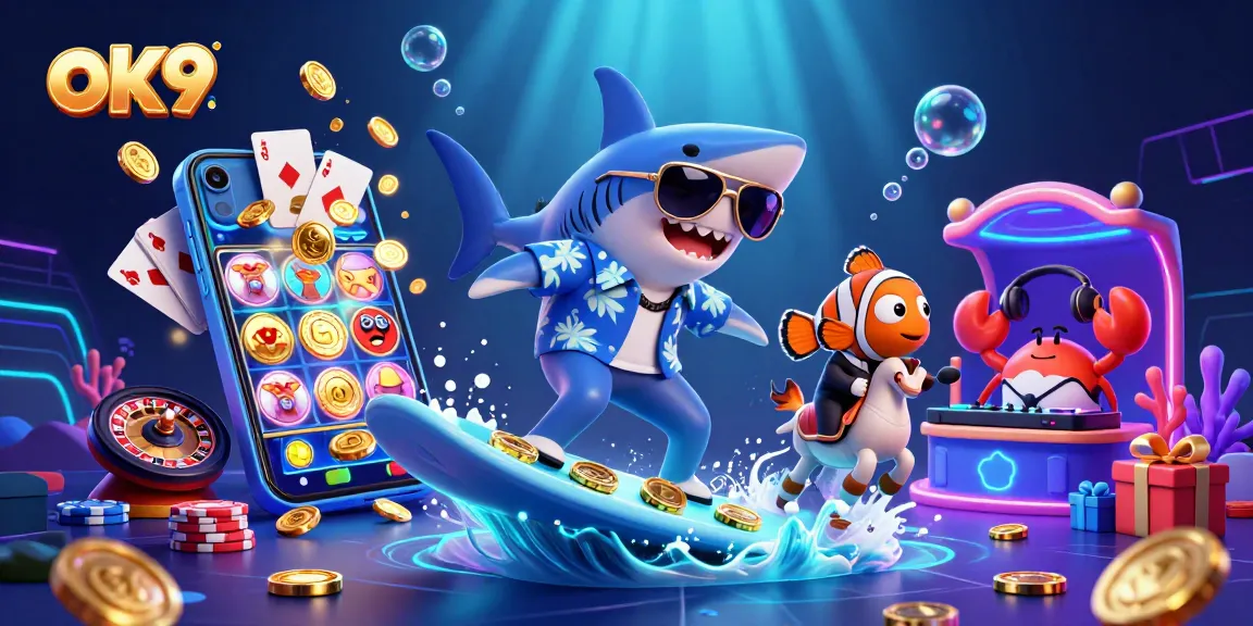 Join the excitement at ok9 with immersive gaming elements and a vibrant underwater scene.