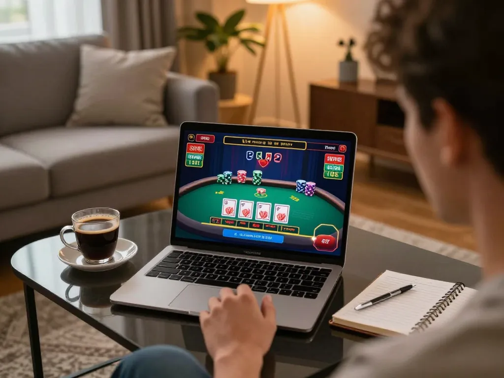Engaging in intense gameplay on 13win co while enjoying a cozy at-home casino experience.
