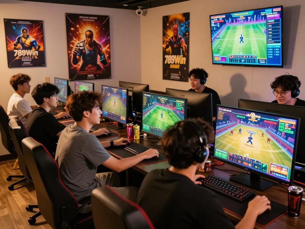 Exciting gaming scene at 789Win with players enjoying sports betting and casino games.