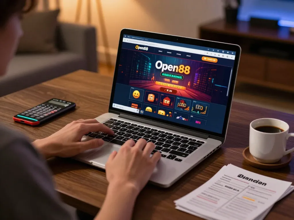 Engaging in gameplay on trang chủ open88 at a comfortable home setup, highlighting online gambling.