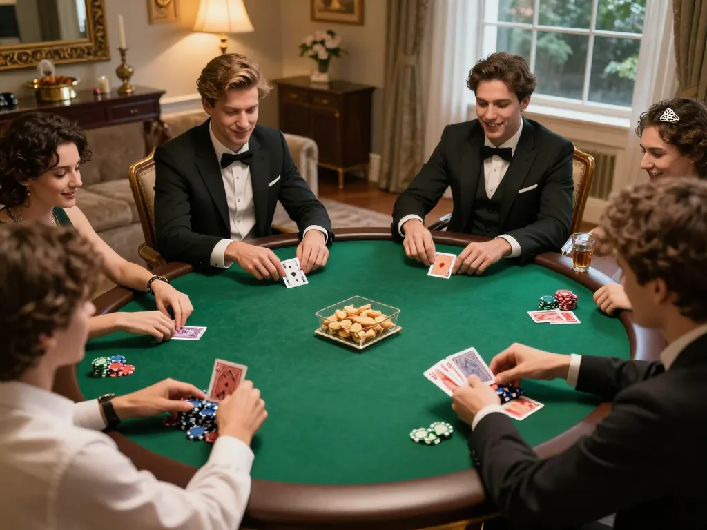 Players enjoy a strategic poker night at home, showcasing the excitement of bl555 gaming.