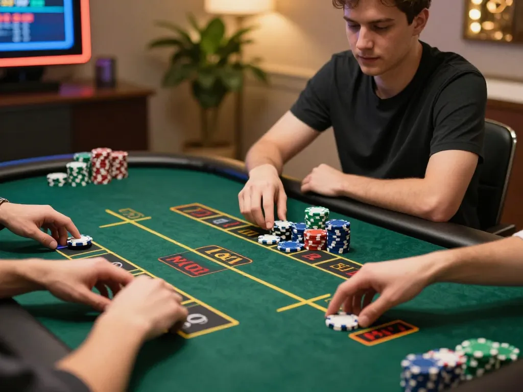 Tài xỉu sunwin gameplay with players strategizing bets at home online casino.