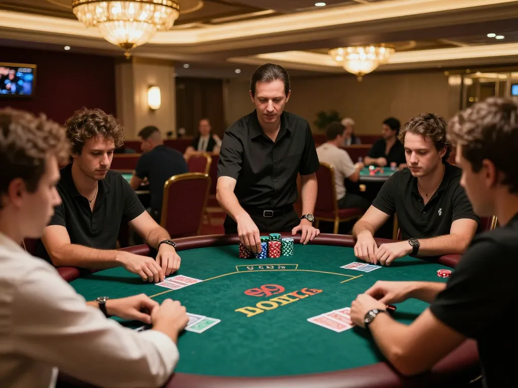 Experience the thrill of high-stakes poker at 89 bet, with intense players and luxury casino vibes.