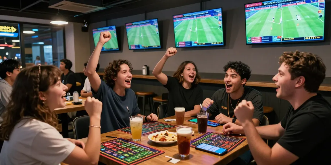 Exciting sports betting scene showcasing friends enjoying live football and tỷ lệ kèo nhà cái 5.