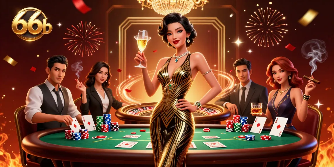 Experience the thrill of 66b with an elegant casino scene showcasing poker elements.