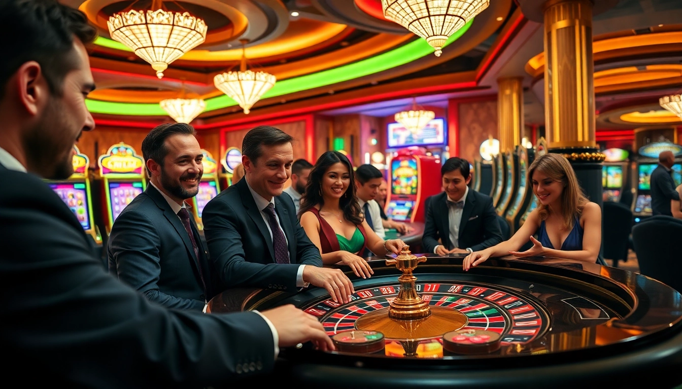 Engaging rr88 casino players at a vibrant roulette table with energetic atmosphere.