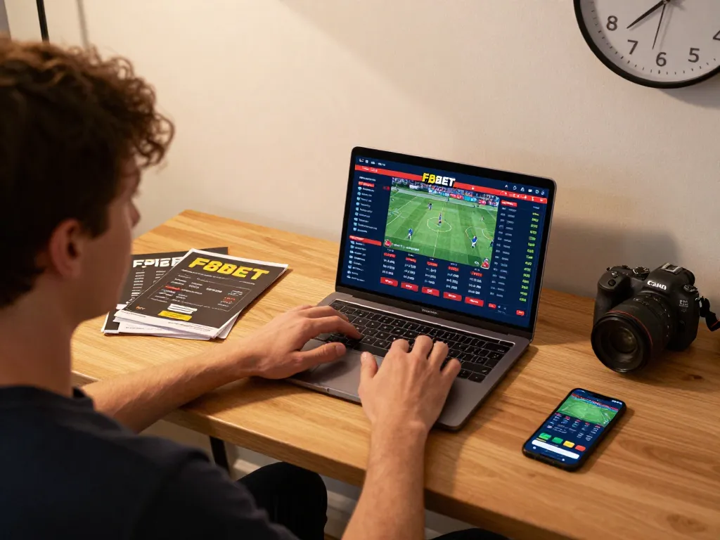 Player engaging in online sports betting on F8BET, showcasing live events and focused decision-making.