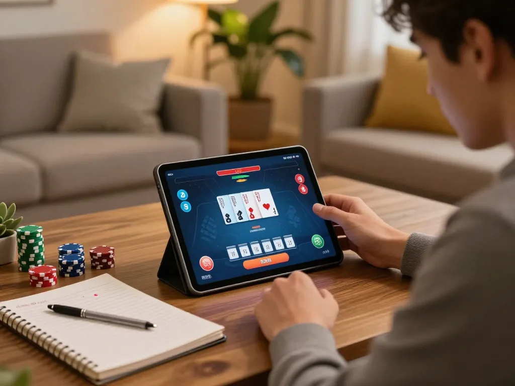 Nohu90 player strategizing at home during online poker game
