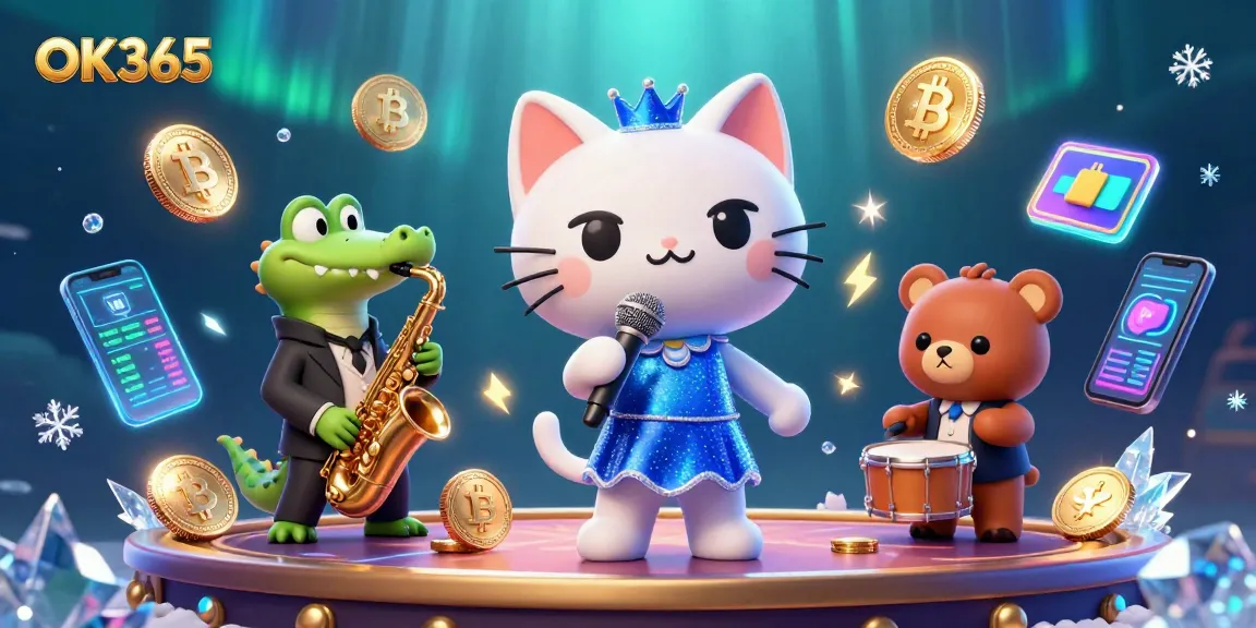 Experience dynamic gaming action with OK365's 3D characters in a vibrant casino setting.