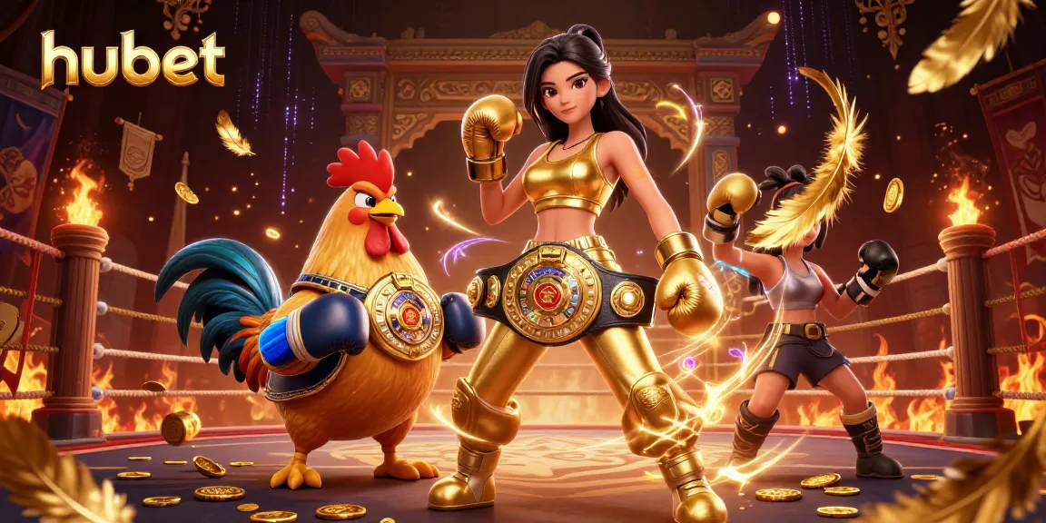 Engage with hubet's thrilling casino action featuring a powerful woman and a championship rooster.