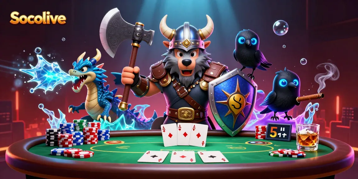 Socolive offers live poker gaming stimulation with dynamic characters and vibrant casino elements.