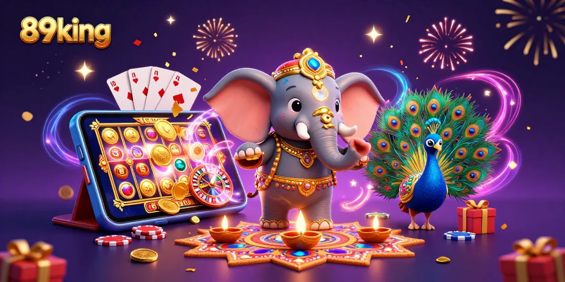 Engage in thrilling play with 89king’s vibrant slot gaming atmosphere featuring colorful characters and festive elements.