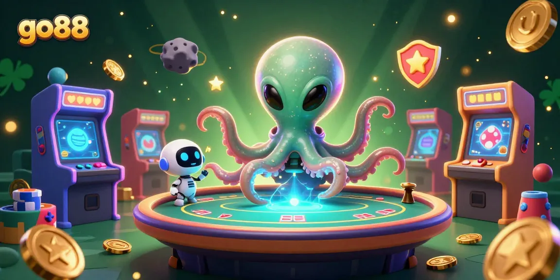 Engage with go88 while enjoying a vibrant alien poker scene filled with thrilling casino elements.