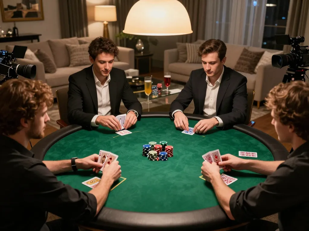 Players enjoying a thrilling poker game at home, showcasing lc88 gaming strategies in a friendly atmosphere