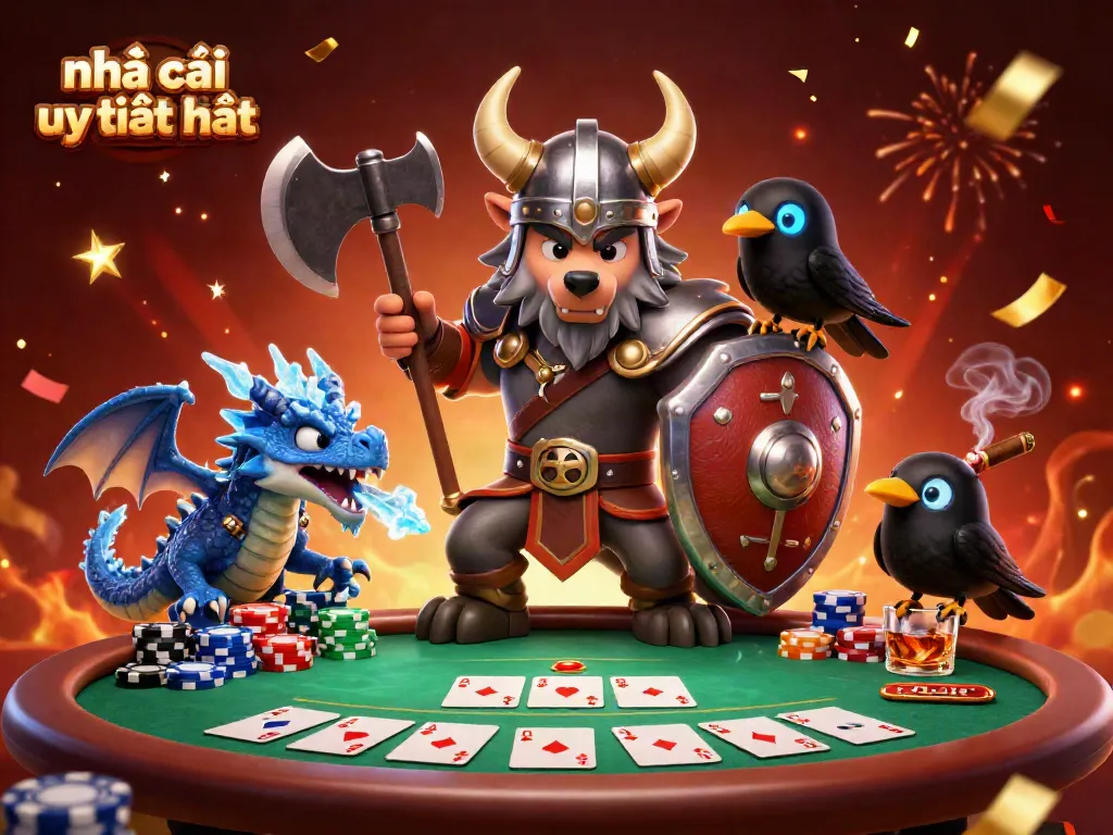Engage in the most reputable stakes with nhà cái uy tín nhất portrayed in a vibrant casino scene.
