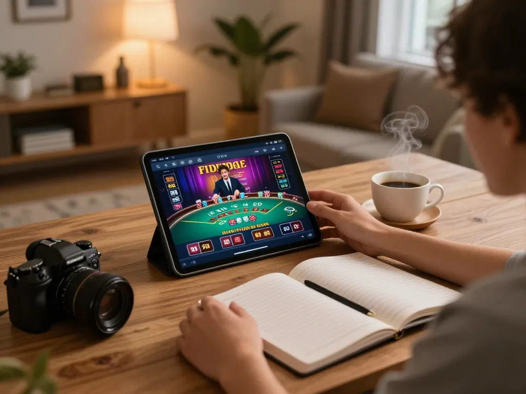 Playing blackjack on sunwin app, showcasing a cozy home gaming setup and responsible gambling practices