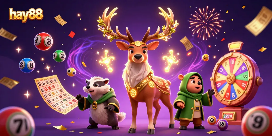 Experience the magical world of hay88 with vibrant gambling elements in a stunning 3D illustration.