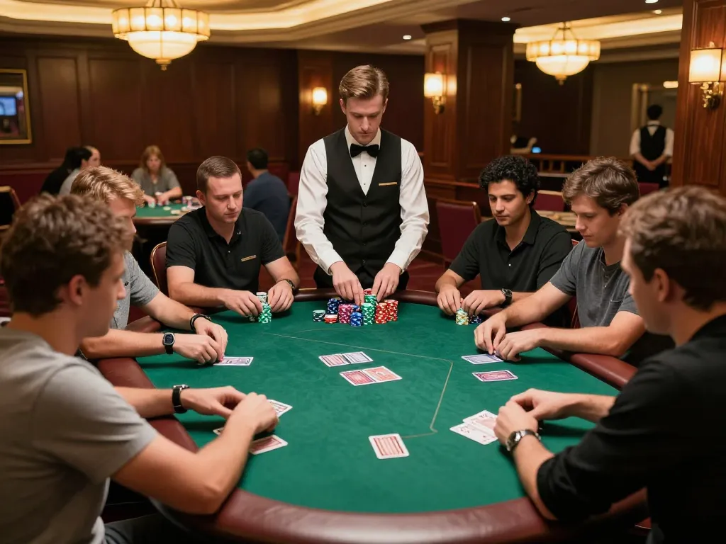Players enjoying a strategic poker game at 32 win casino, engaging in intense gameplay.