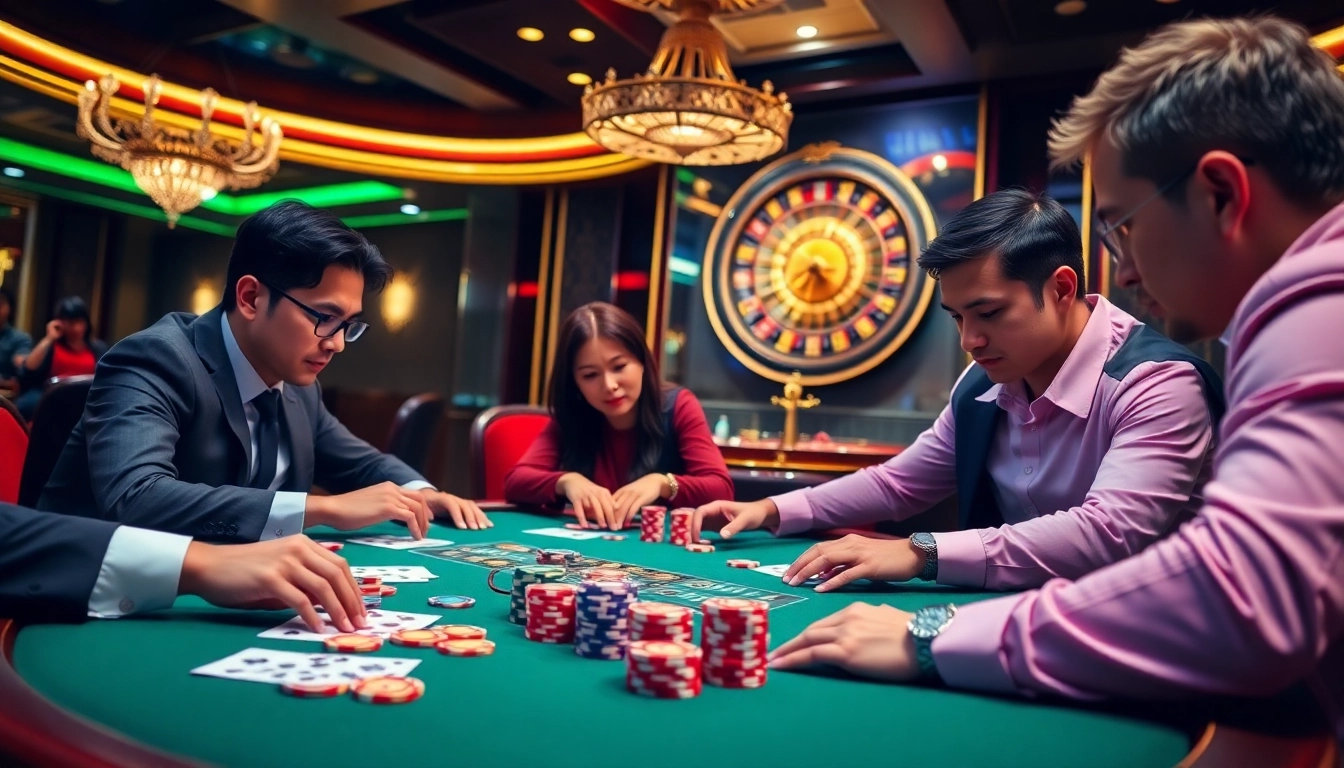 Players enjoy a thrilling poker game at https://fly88.ae.org/, showcasing luxury and excitement.