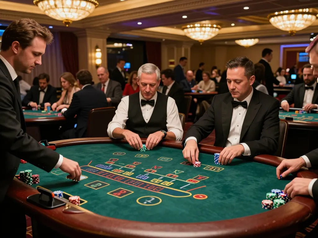 va88 players engaging in an exciting blackjack game on a luxurious casino floor