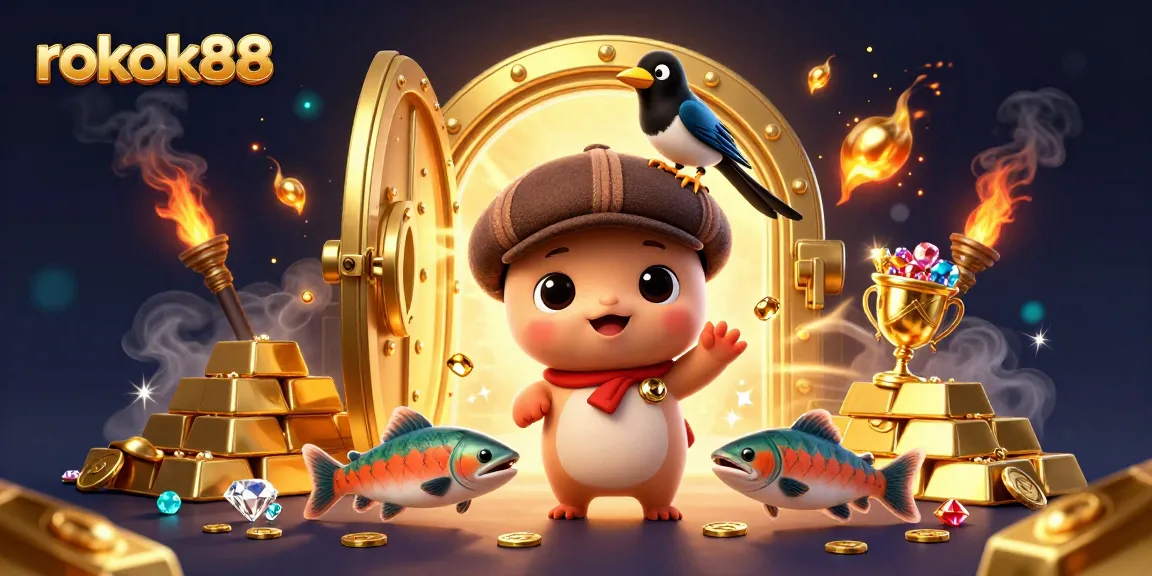 Win big with rokok88 while exploring a vibrant casino scene with Nessie and treasures.
