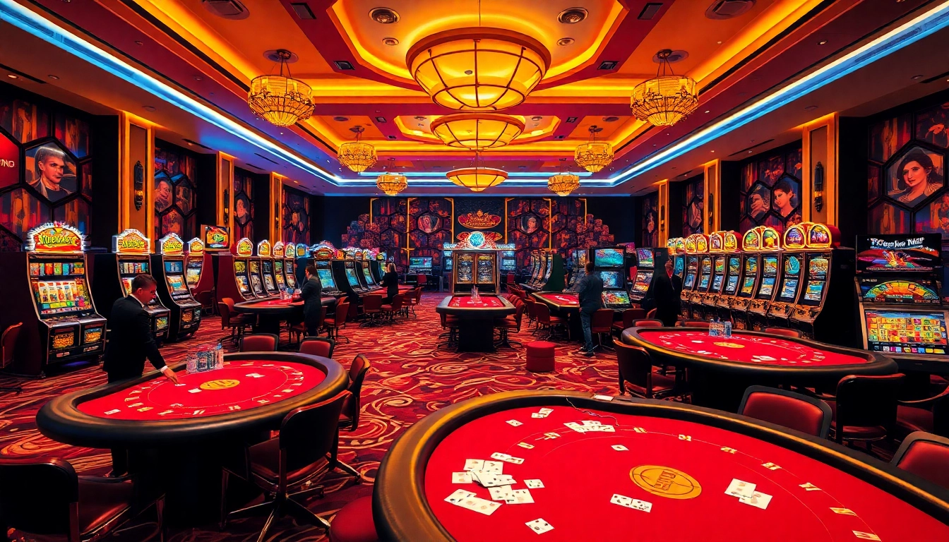 Engaging gaming scene featuring 68 Game Bài with vibrant casino tables and players in action.