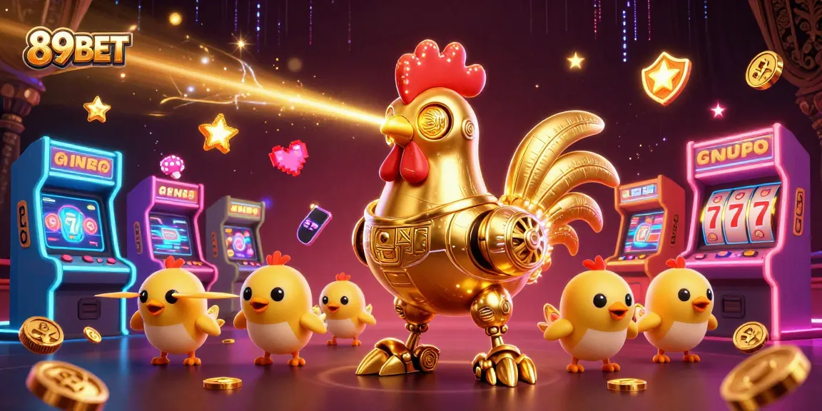 Engage in thrilling gaming adventure with 89BET as golden rooster robot leads the fun
