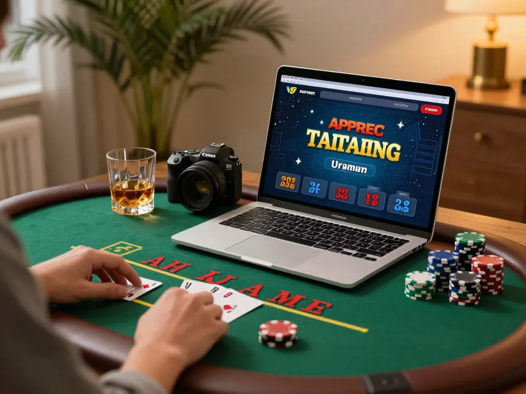 Player engaged in live dealer blackjack on 78wingo, showcasing a luxurious home gaming setup.