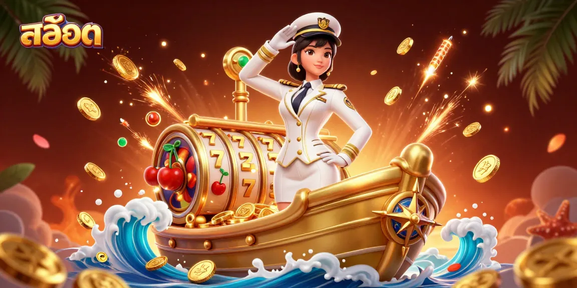 Experience thrilling สล็อต action with vibrant 3D illustration showcasing slot machine elements and glowing symbols.