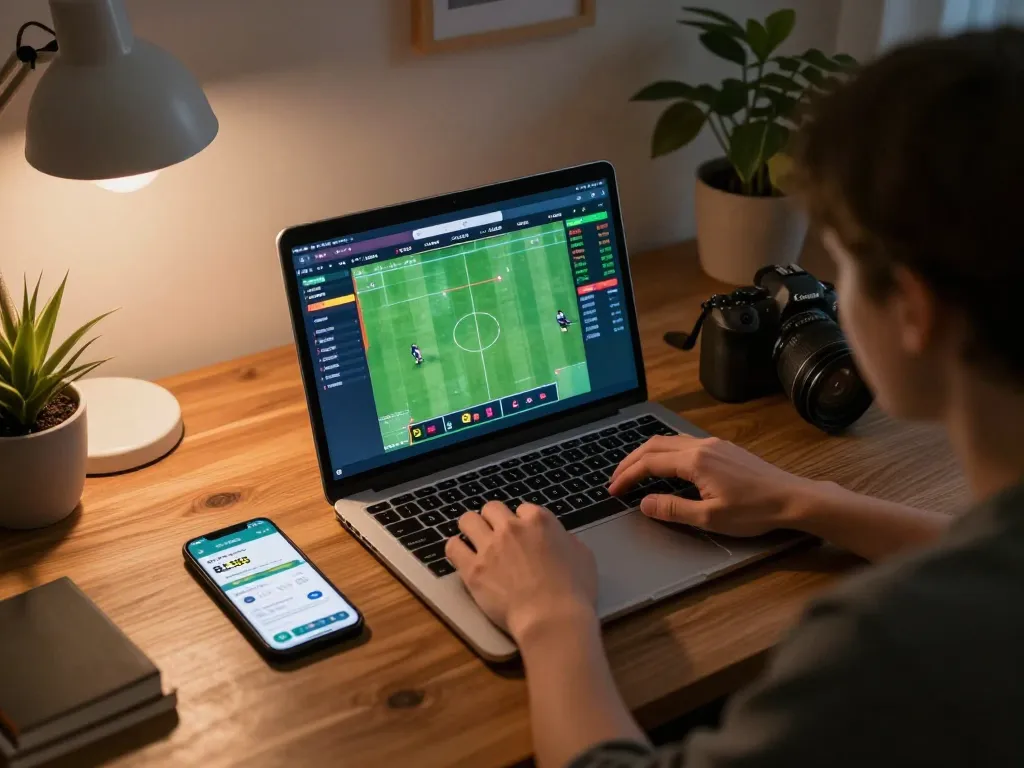 Person placing bets on the BL555 app with real-time sports odds displayed