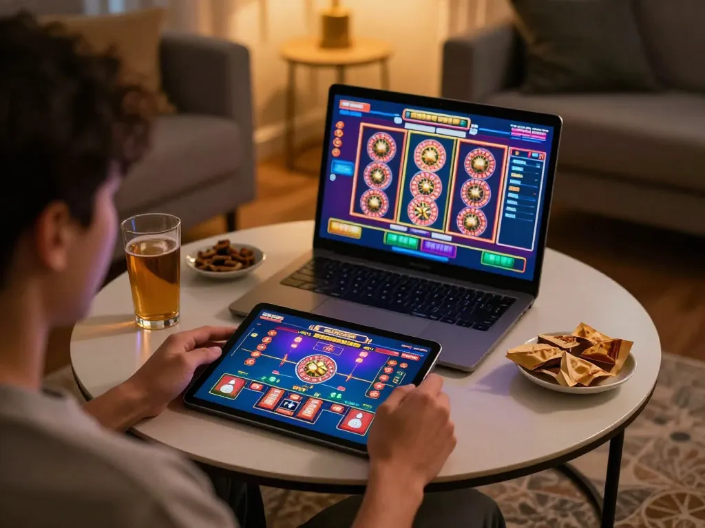 net88 player interacting with online casino games on a tablet at home during gaming session