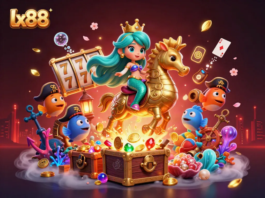 Experience the thrill of lx88 with a vibrant underwater adventure featuring the mermaid princess and her treasure.