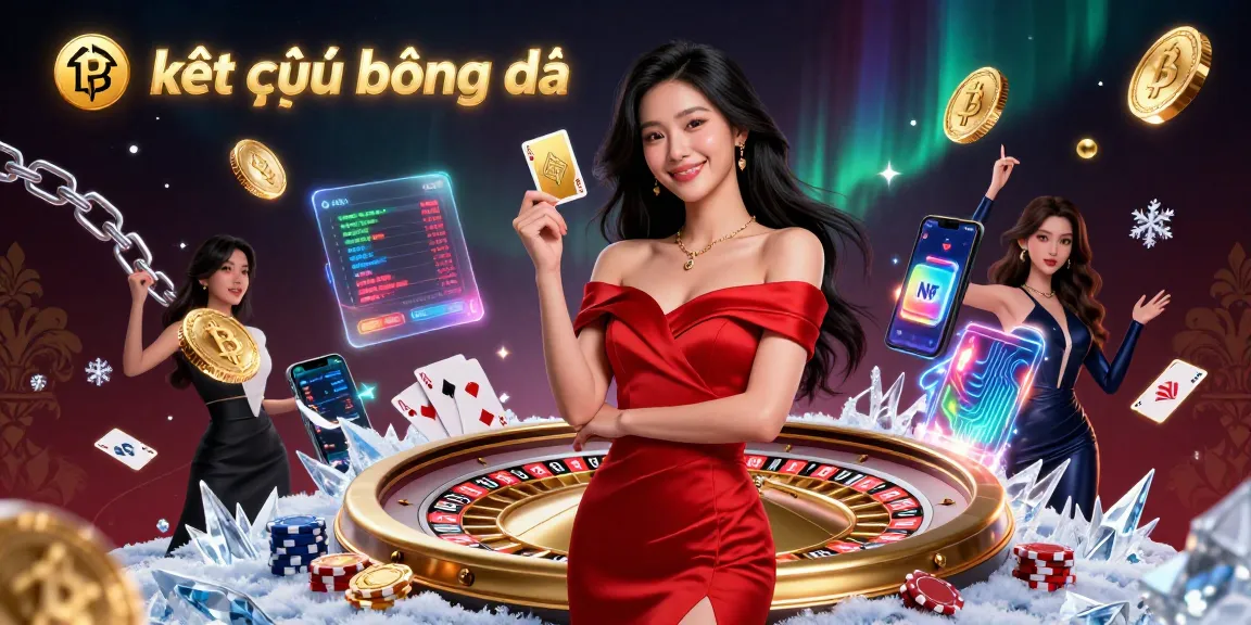 Kết quả bóng đá showcased with a stunning young Asian woman and dynamic casino elements in an elegant scene.