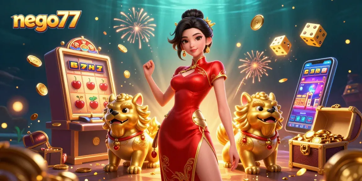 Experience thrilling gameplay with nego77, featuring vibrant 3D characters and dynamic casino elements.