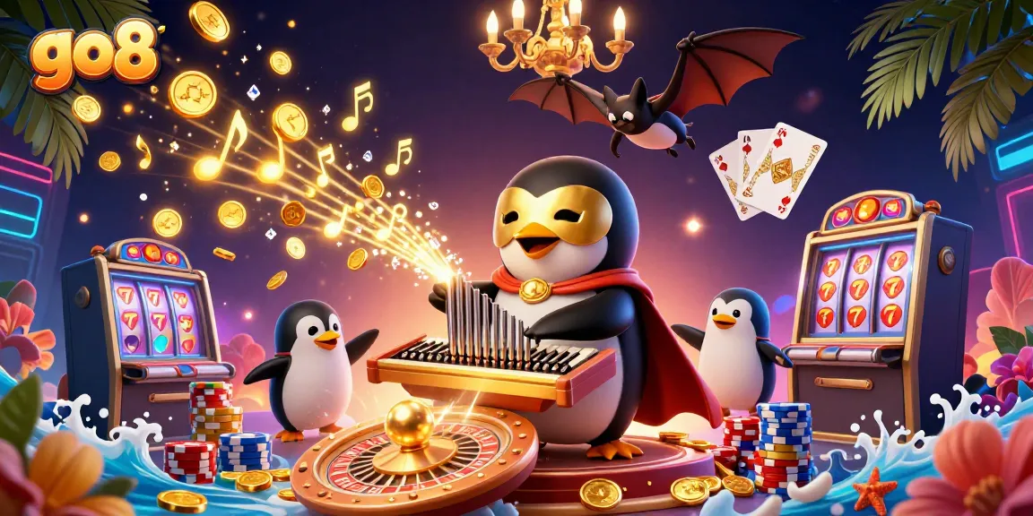 Experience thrilling gambling excitement at go8 with vibrant casino elements and fun characters.