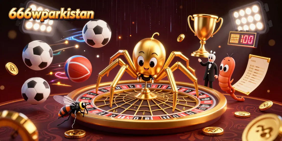 Engage in thrilling gaming at 666wparkistan with a lively scene of a spider and centipede croupier.
