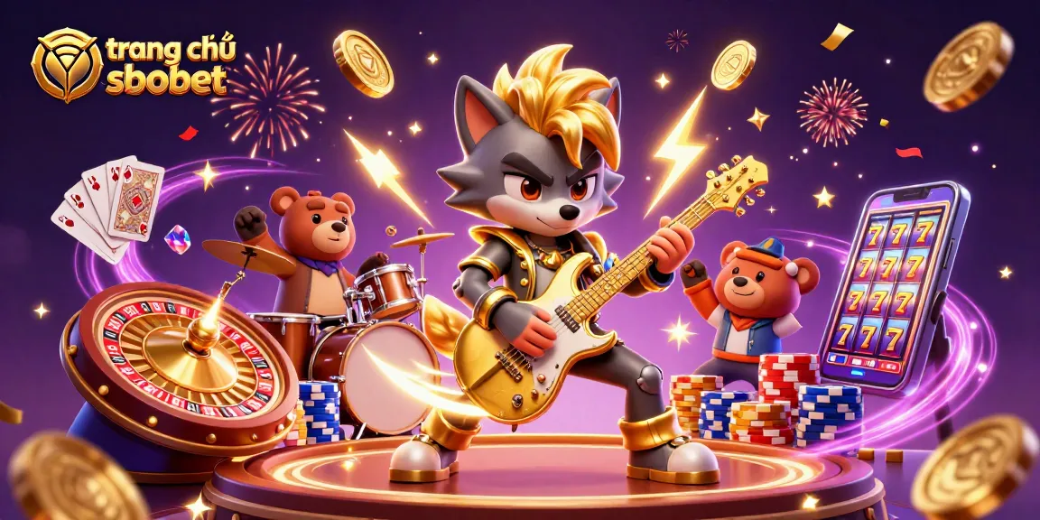 Experience dynamic gameplay on trang chủ sbobet with a 3D wolf rock star and casino elements.