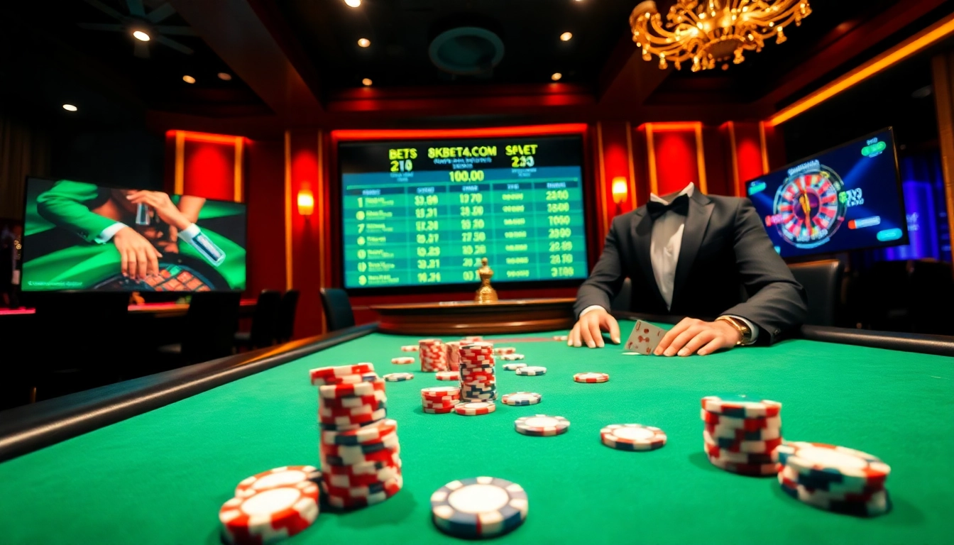 Experience high-stakes excitement with 8kbet4.com at a luxurious casino poker table.
