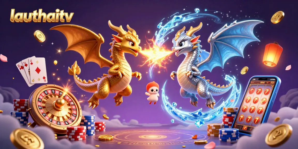 Experience the thrilling world of lauthaitv with vibrant dragons, coins, and gambling elements.