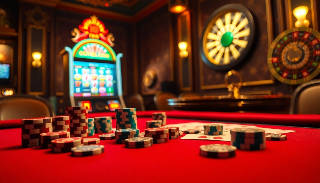 HM88 casino gaming table with poker chips, cards, and dice creating an exciting gambling atmosphere.