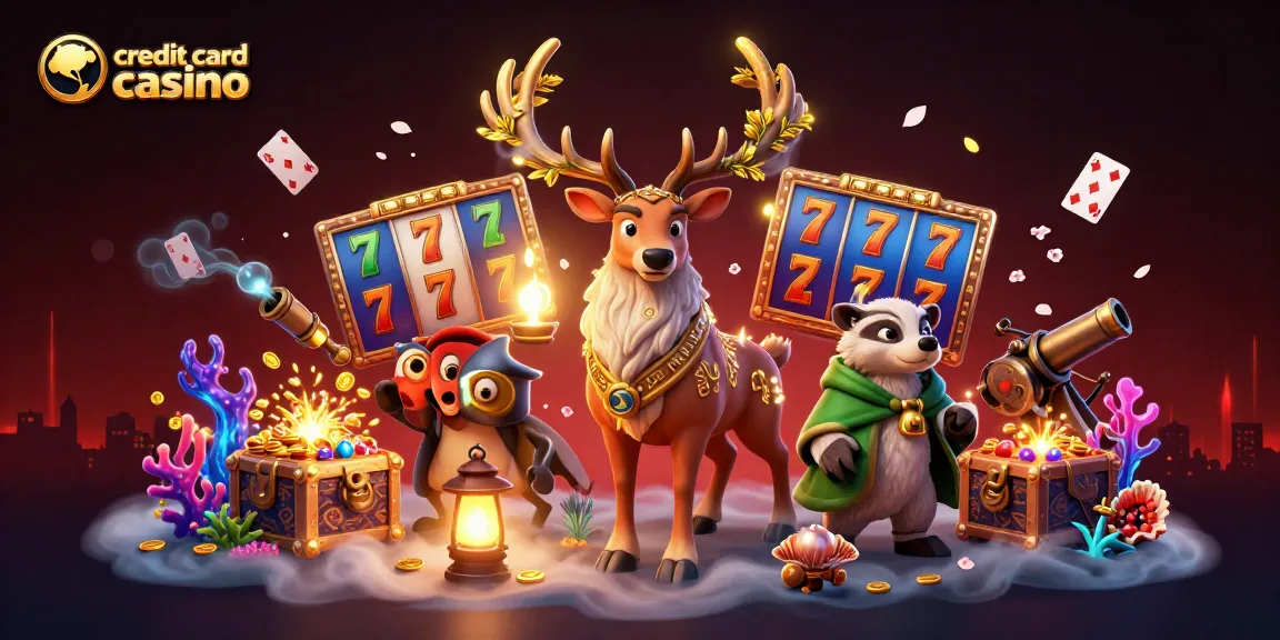Experience the excitement of a credit card casino with vivid characters and dynamic gaming elements.