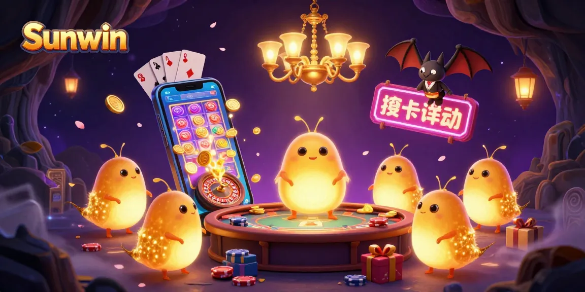 Light up your gaming experience with Sunwin's vibrant casino illustration featuring a glowworm team.