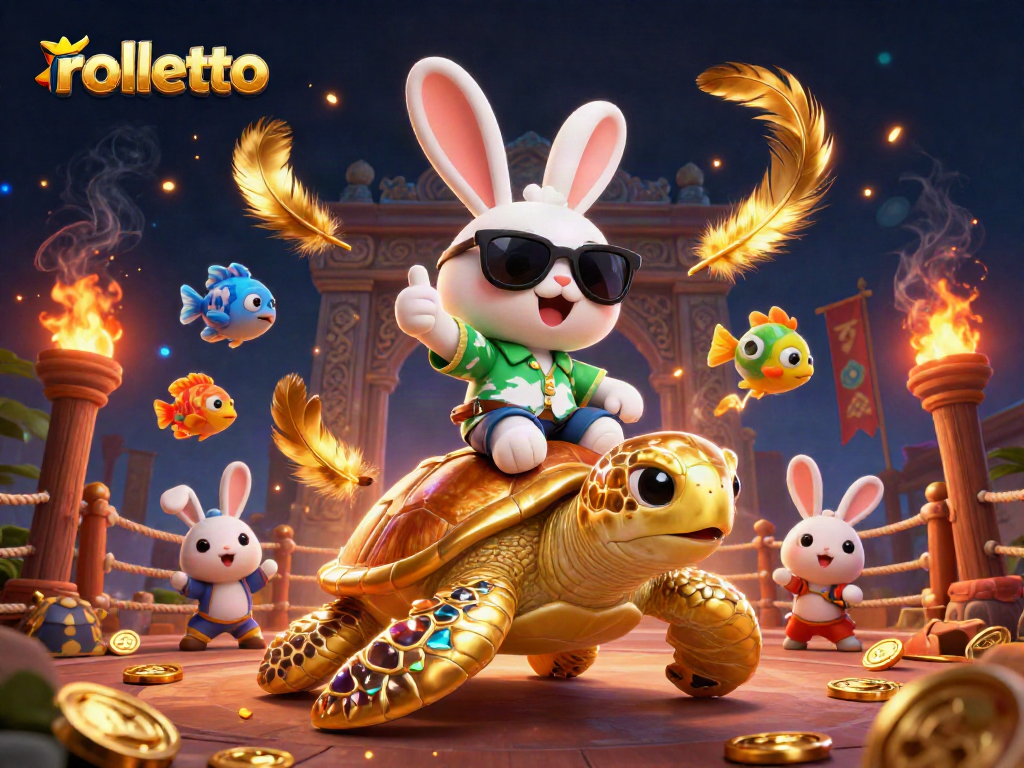 Engage with rolletto through an exciting 3D illustration of a vibrant casino scene.