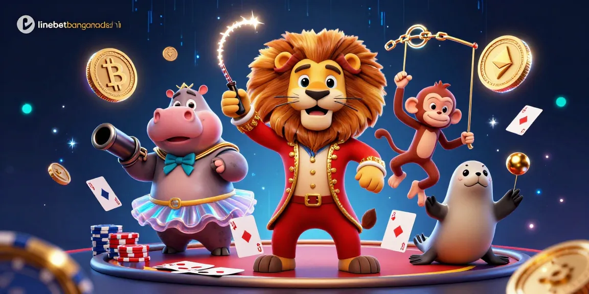 Engage in thrilling poker sessions with linebetbangladesh's vibrant casino illustration featuring classic game elements.